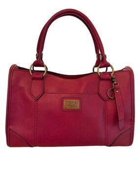 Frye & Co Red Faux Leather Satchel Bag Dbl Handle Classic Structured Pockets Zip